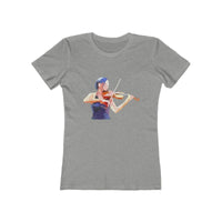 Violin 'The Bowist' - Women's Slim Fit Ringspun Cotton T-Shirt (Colors: Heather Grey)