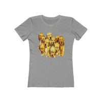 Golden  Retriever Puppies -Women's Slim Fit Ringspun Cotton T-Shirt (Colors: Heather Grey)