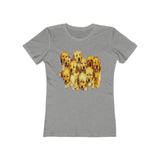 Golden  Retriever Puppies -Women's Slim Fit Ringspun Cotton T-Shirt (Colors: Heather Grey)