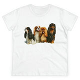 King Charles Spaniels 'Cavalier Club' Women's Midweight Cotton Tee (Color: White)