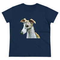 Whippet 'Simba #1' Women's Midweight Cotton Tee (Color: Navy)