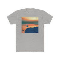 Kastro Sunset (Sifnos, Greece) Men's Fitted Cotton Crew Tee (Color: Solid Light Grey)