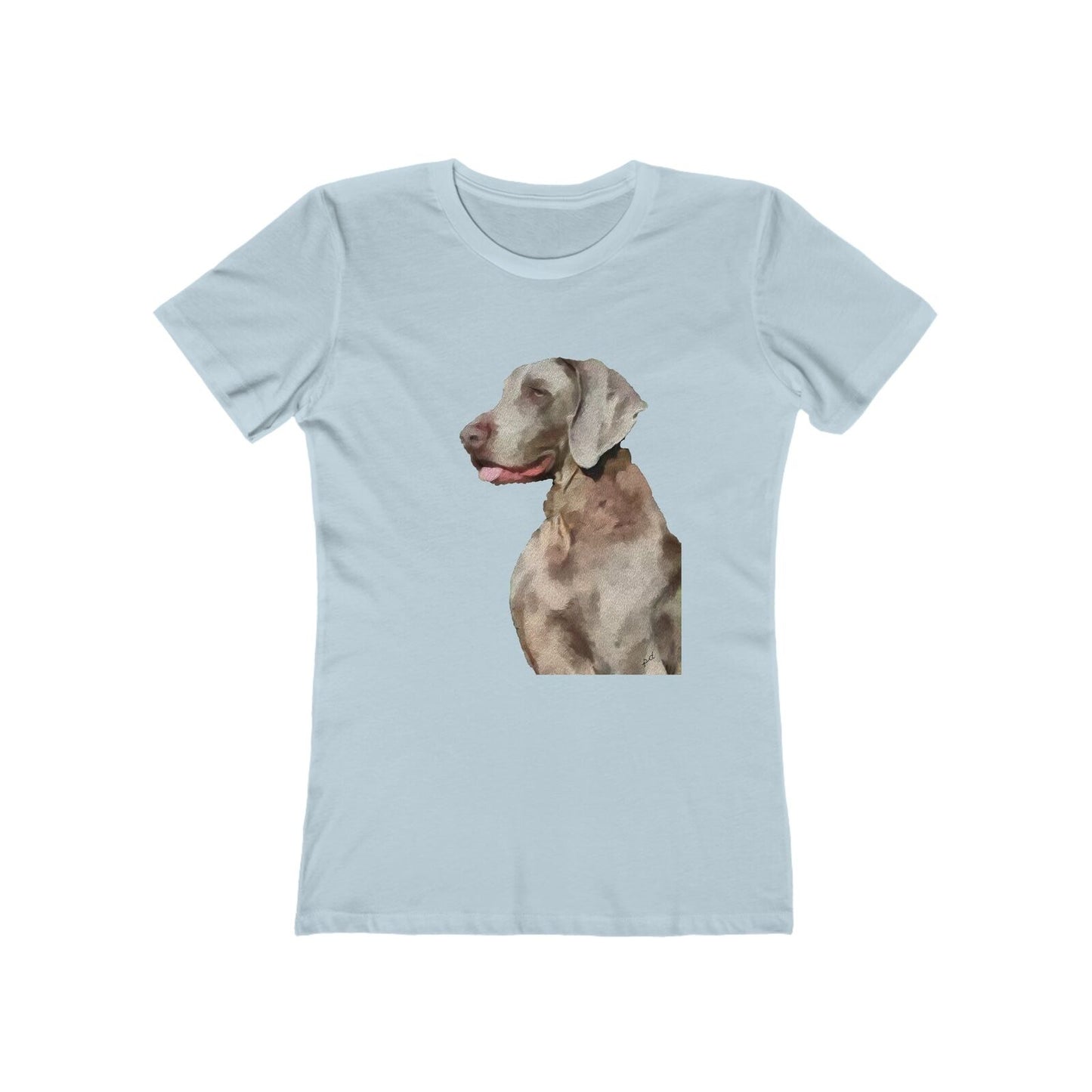 Weimaraner 'Rocky' Women's Slim Fit Ringspun Cotton T-Shirt (Colors: Solid Light Blue)