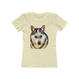 Siberian Husky 'Sacha' -  Women's Slim Fit Ringspun Cotton T-Shirt (Colors: Solid Natural)