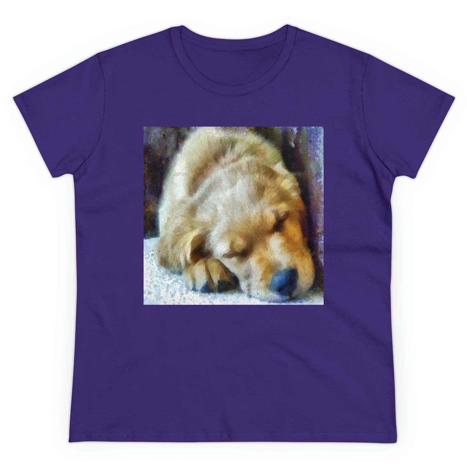 Golden Retriever 'Zucko' Women's Midweight Cotton Tee (Color: Purple)