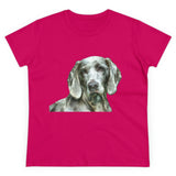 Weimaraner 'Greyson' Women's Midweight Cotton Tee (Color: Heliconia)