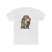 Gordon Setter 'Angus' Men's Fitted Cotton Crew Tee (Color: Solid White)