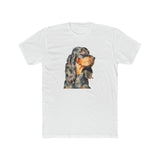 Gordon Setter 'Angus' Men's Fitted Cotton Crew Tee (Color: Solid White)