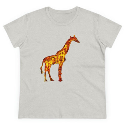 Giraffe 'Camile' Women's Midweight Cotton Tee (Color: Ash)