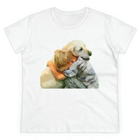 Yellow Labrador Retriever and Child - Women's Midweight Cotton Tee (Color: White)