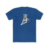 Harlequin Great Dane 'Leonid' Men's Fitted Cotton Crew Tee (Color: Solid Royal)