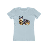 Finnish Lapphund - Women's Slim Fit Ringspun Cotton T-Shirt (Colors: Solid Light Blue)