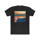 Kastro Sunset (Sifnos, Greece) Men's Fitted Cotton Crew Tee (Color: Solid Black)