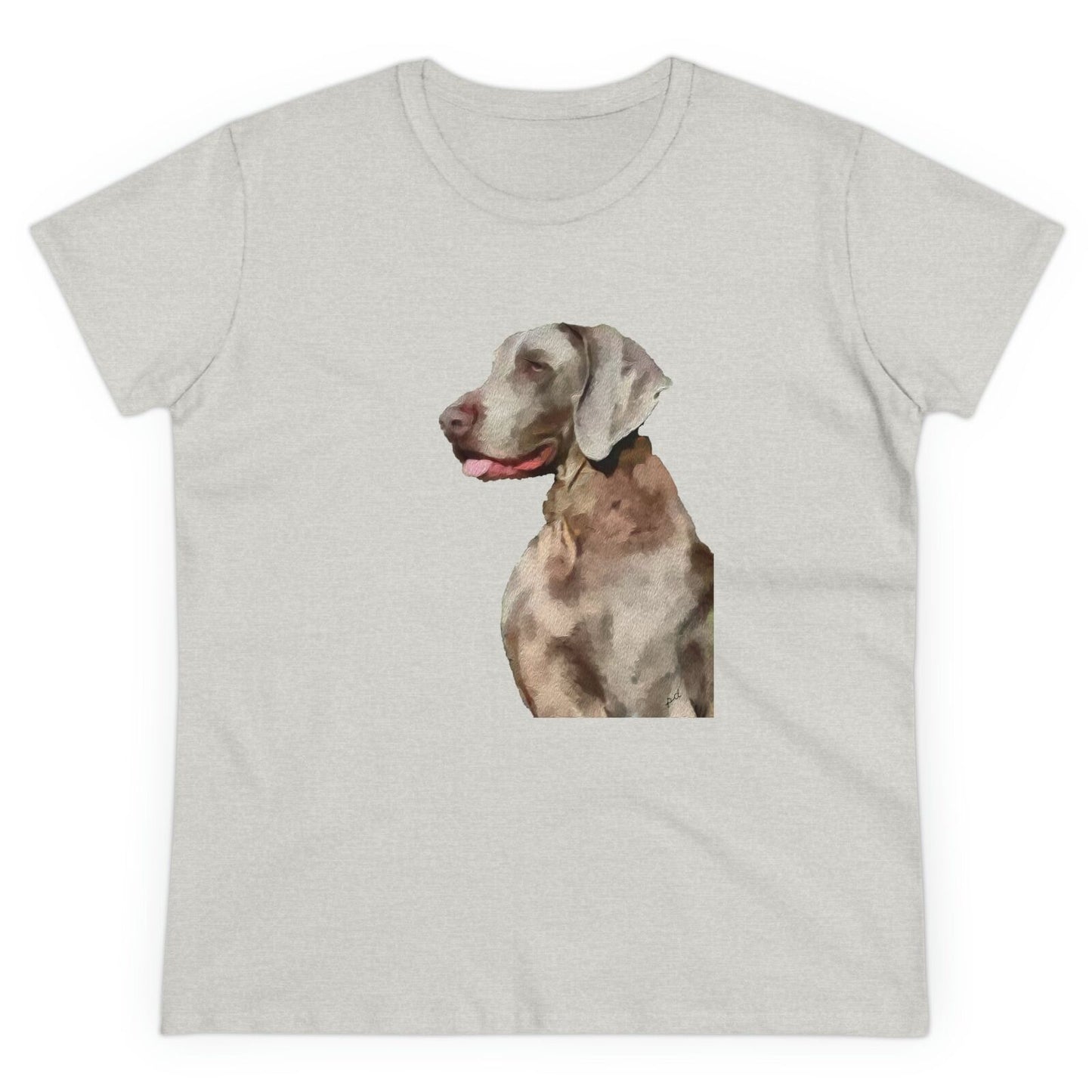 Weimaraner 'Rocky' Women's Midweight Cotton Tee (Color: Ash)