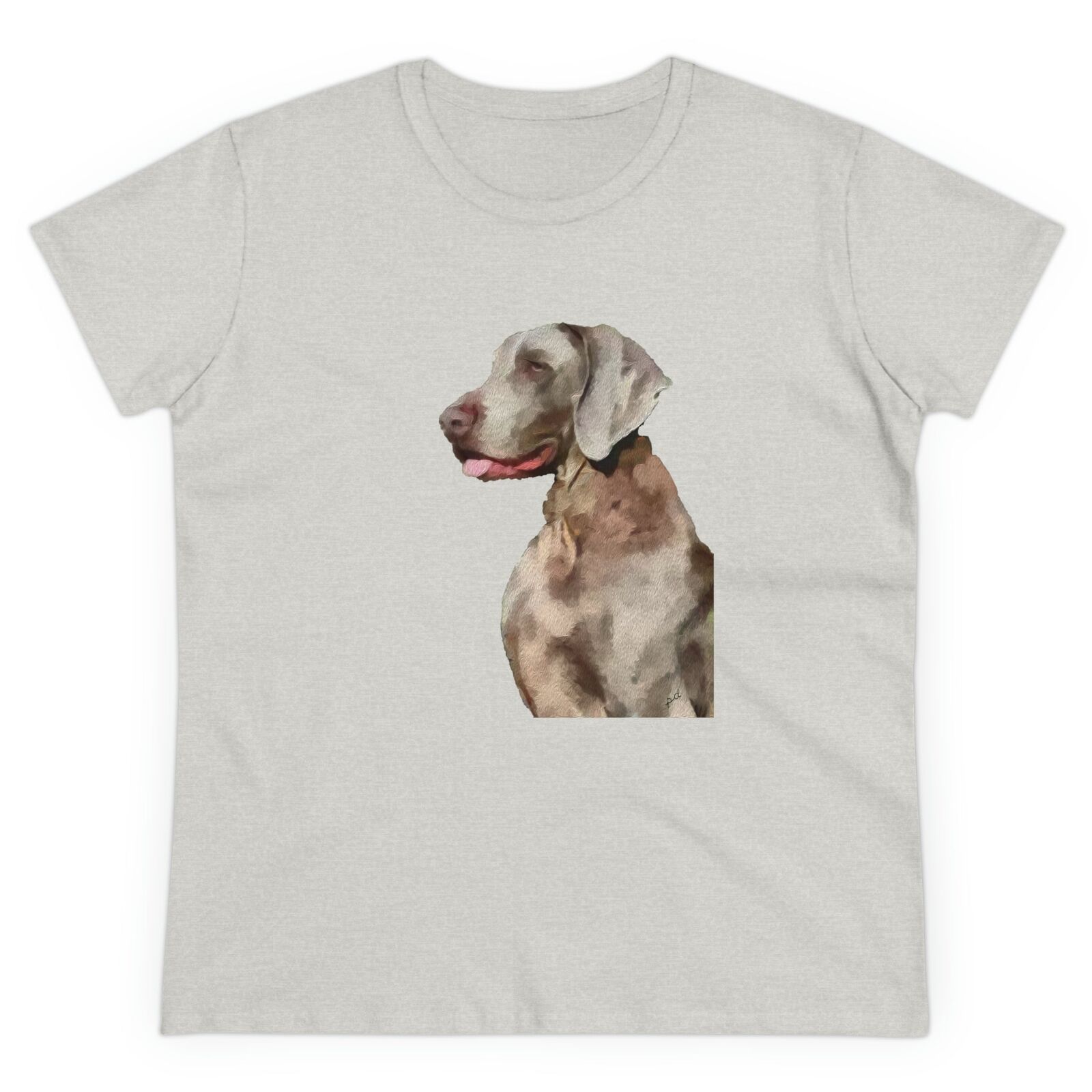 Weimaraner 'Rocky' Women's Midweight Cotton Tee (Color: Ash)