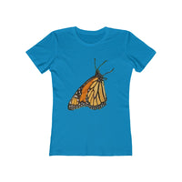 Monarch Butterfly - Women's Slim FIt Ringspun Cotton T-Shirt (Colors: Solid Turquoise)