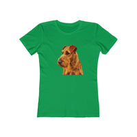 Irish Terrier 'Jocko' Women's Slim Fit Ringspun Cotton T-Shirt (Colors: Solid Kelly Green)