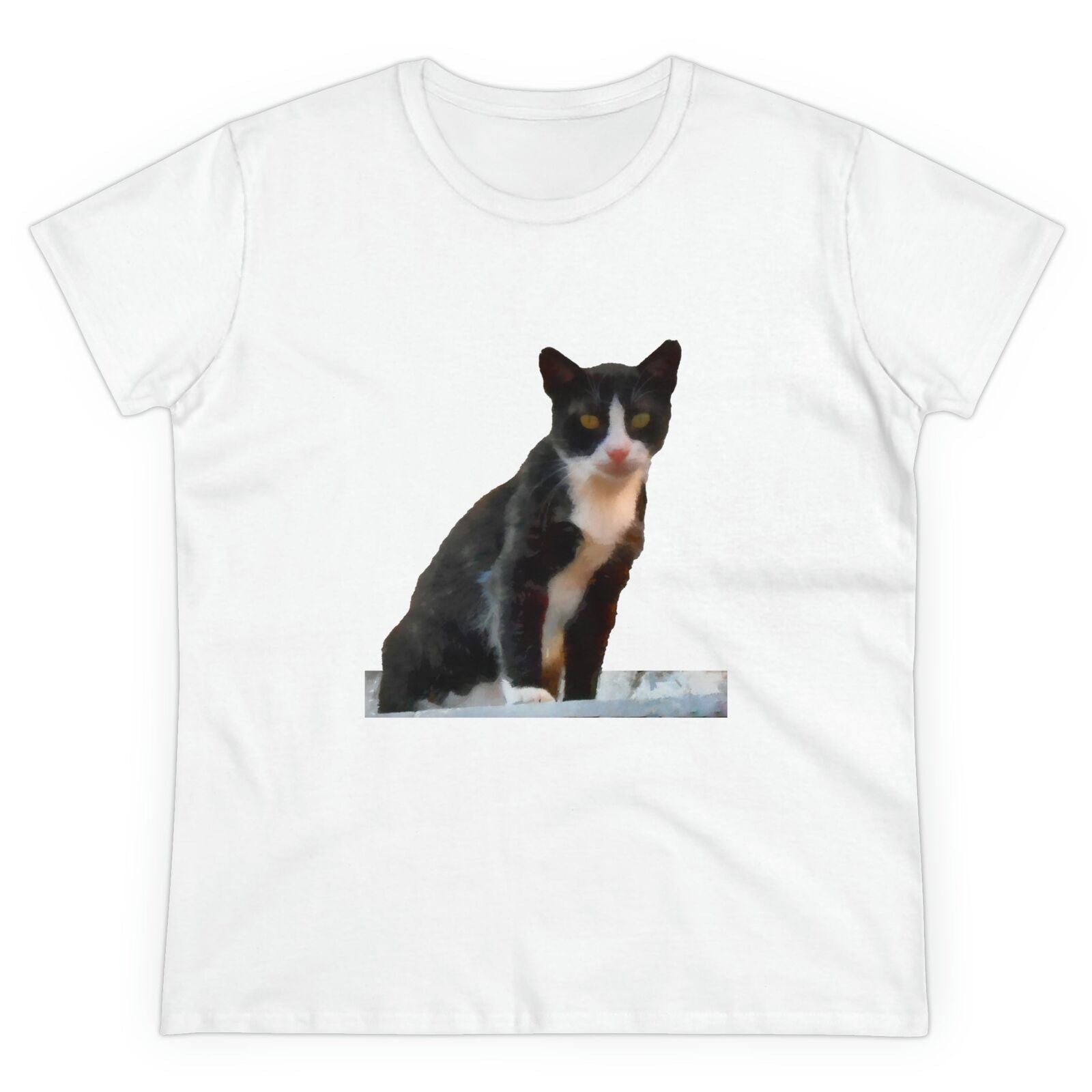 Cat 'Hydra Kitten' Women's Midweight Cotton Tee (Color: White)