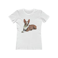 Boston Terrier 'Seely' - Women's Slim Fit Ringspun Cotton T-Shirt (Colors: Solid White)