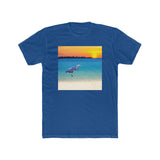 Blue Heron in Sunset - Men's Cotton Crew Tee (Color: Solid Royal)