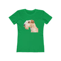 Lakeland Terrier Women's Slim Fit Ringspun Cotton T-Shirt (Colors: Solid Kelly Green)