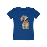 Weimaraner 'Rocky' Women's Slim Fit Ringspun Cotton T-Shirt (Colors: Solid Royal)