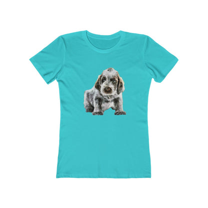 Spinone Italiano - Women's Slim Fit Ringspun Cotton T-Shirt (Colors: Solid Tahiti Blue)