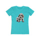 Spinone Italiano - Women's Slim Fit Ringspun Cotton T-Shirt (Colors: Solid Tahiti Blue)