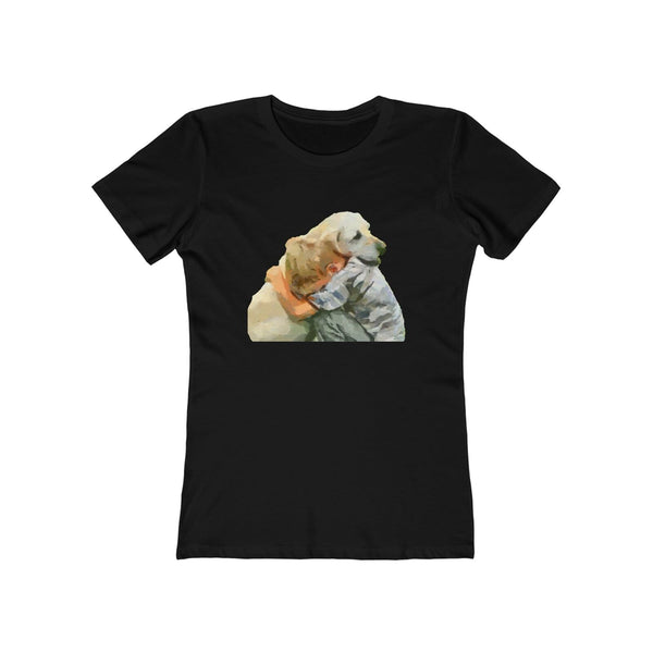 Yellow Labrador Retriever - Women's Slim Fit Ringspun Cotton T-Shirt (Colors: Solid Black)