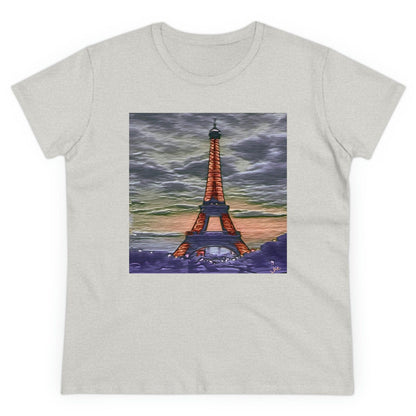 Eiffel Tower Sunset - Women's Midweight Cotton Tee (Color: Ash)
