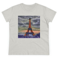 Eiffel Tower Sunset - Women's Midweight Cotton Tee (Color: Ash)