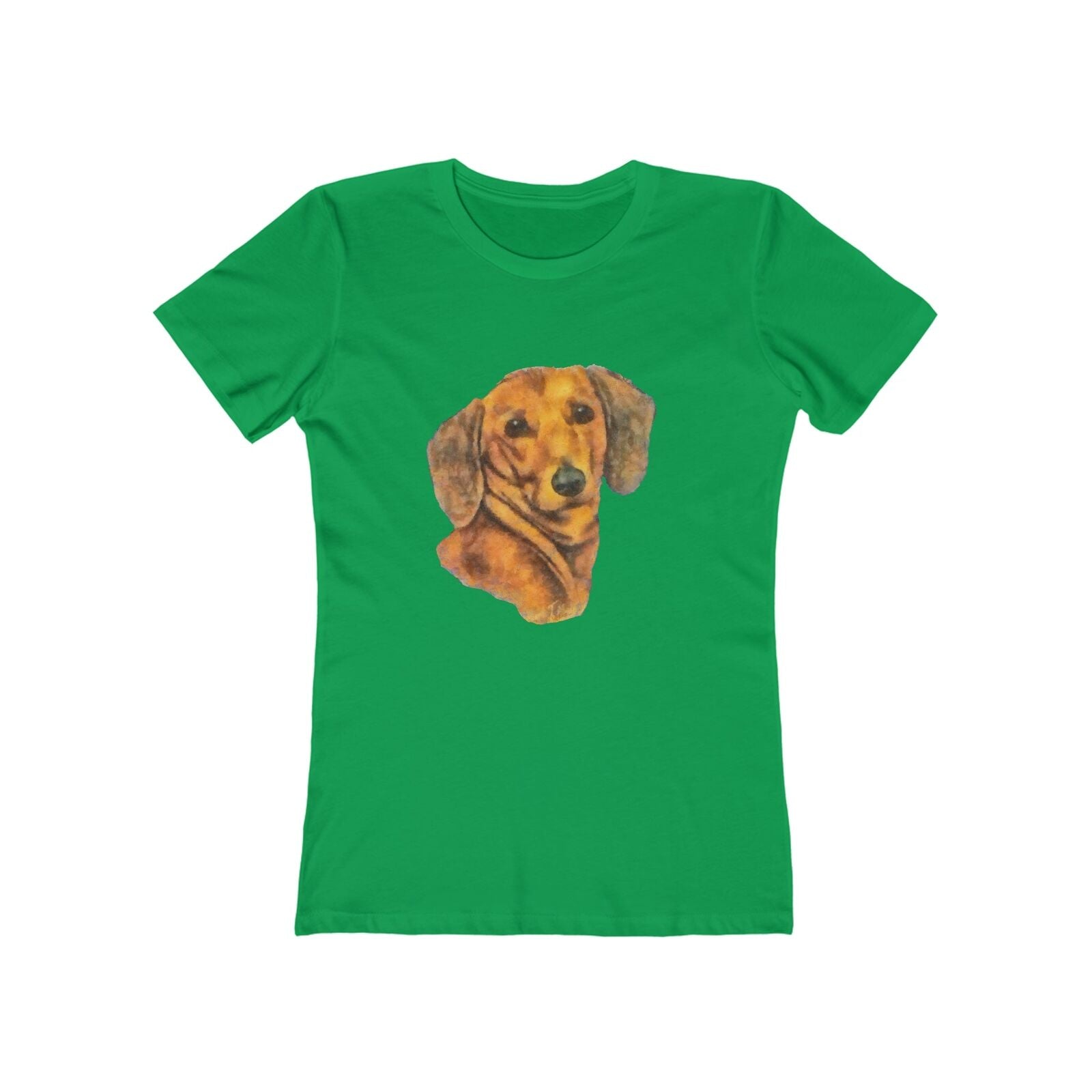 Dachshund 'Doxie #1'  Women's Slim Fit Ringspun Cotton T-Shirt (Colors: Solid Kelly Green)