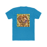 Nova Scotia Duck Tolling Retriever - Men's Fitted Cotton Crew Tee (Color: Solid Turquoise)