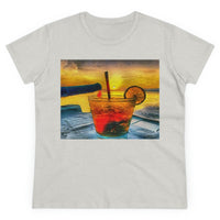 Sunset Cocktail Hour - Women's Midweight Cotton Tee (Color: Ash)
