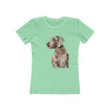 Weimaraner 'Rocky' Women's Slim Fit Ringspun Cotton T-Shirt (Colors: Solid Mint)