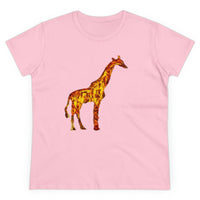 Giraffe 'Camile' Women's Midweight Cotton Tee (Color: Light Pink)