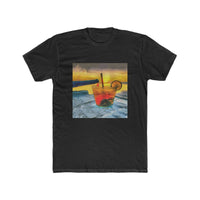 Happy Hour on Sifnos (Greece)- Men's Fitted Cotton Crew Tee (Color: Solid Black)