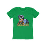 Rottweiler 'Lina' Women's Slim Fit Ringspun Cotton T-Shirt (Colors: Solid Kelly Green)
