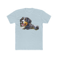 Bernese Mountain Dog - Men's Fitted Cotton Crew Tee (Color: Solid Light Blue)