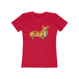Pembroke Welsh Corgie Women's Slim Fit Ringspun Cotton T-Shirt (Colors: Solid Red)