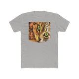 Wide-Eye Cat - Men's Fitted Cotton Crew Tee (Color: Solid Light Grey)
