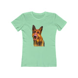German Shepherd 'Bayli' - Women's Slim Fit Ringspun Cotton T-Shirt (Colors: Solid Mint)
