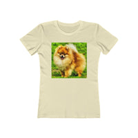 Pomeranian 'Pom Pom' - Women's Slim Fit Ringspun Cotton T-Shirt (Colors: Solid Natural)