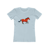 Horse 'Old Red' Women's Slim Fit Ringspun Cotton T-Shirt (Colors: Solid Light Blue)