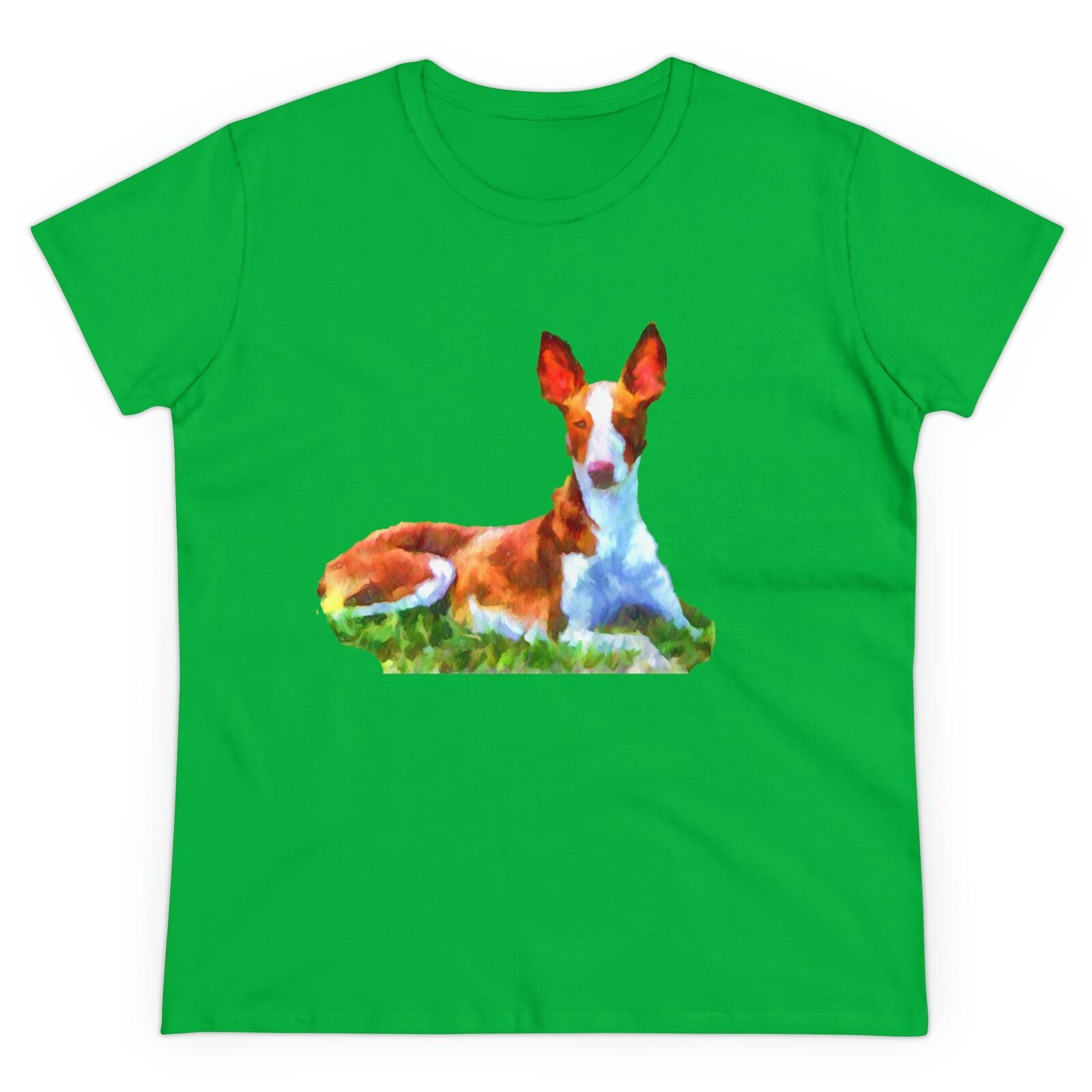 Ibizan Hound Women's Midweight Cotton Tee (Color: Irish Green)