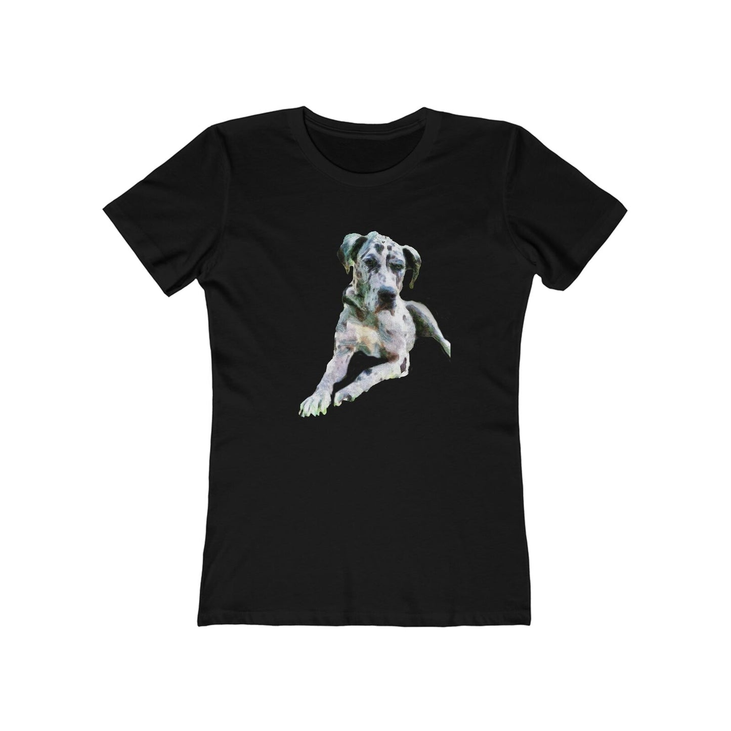 Harlequin Great Dane 'Leonid'  Women's Slim Fit Ringspun Cotton T-Shir (Colors: Solid Black)