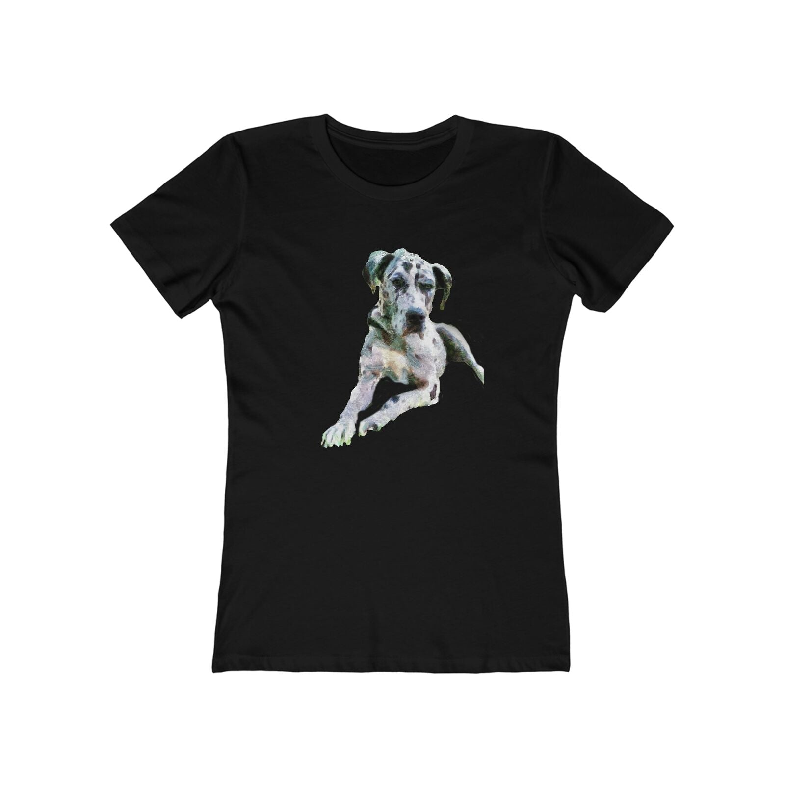 Harlequin Great Dane 'Leonid'  Women's Slim Fit Ringspun Cotton T-Shir (Colors: Solid Black)