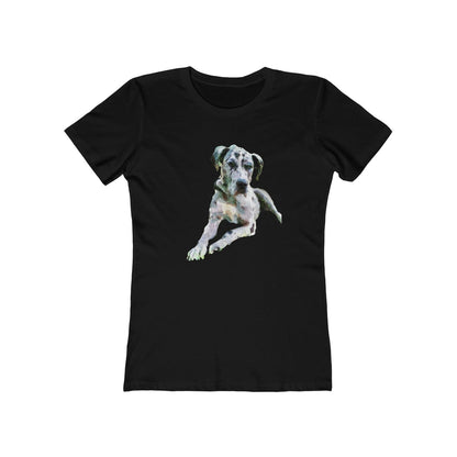 Harlequin Great Dane 'Leonid'  Women's Slim Fit Ringspun Cotton T-Shir (Colors: Solid Black)