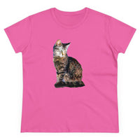 Cats of Greece 'Teris from Tinos' Women's Midweight Cotton Tee (Color: Azalea)
