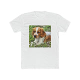 Welsh Springer Spaniel Men's Fitted Cotton Crew Tee (Color: Solid White)